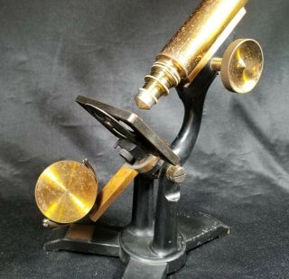 Antique Brass Microscope James W.  Queen,  3 Lens Late 1800s 19th Century 7