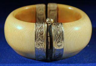 Antique Oriental Cuff Bracelet - Hand Carved - Stunning -