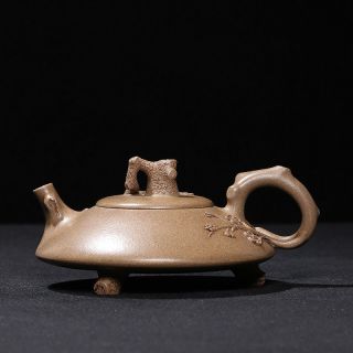 Collect Old Purple Sand Teapot 汪寅仙 All Handmade Plum Blossom Three - Legged Teapot