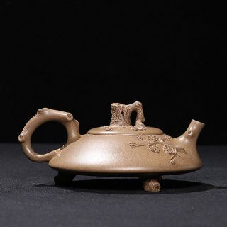 Collect old purple sand teapot 汪寅仙 All handmade plum blossom three - legged teapot 2