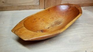 Vintage Hand Carved Wooden Dough Bowl Trencher Country 18 " Primitive