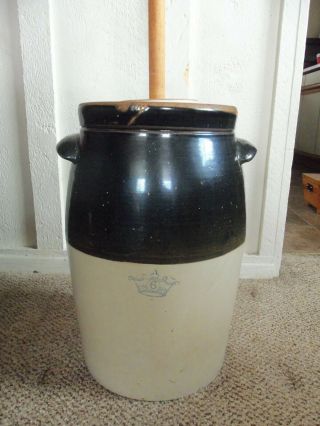Antique 6 Gallon Stoneware Salt Glazed Churn Crock