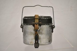 100 German Ww2 Early Aluminum Mess Kit Named W/ Leather Strap Rare