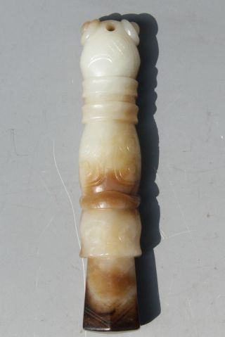 Chinese Exquisite Hand - Carved Beast Cicada Carving Hetian Jade Statue Pendant