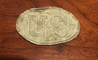 DUG CIVIL WAR US CARTRIDGE BOX PLATE,  un - cleaned back and front. 4