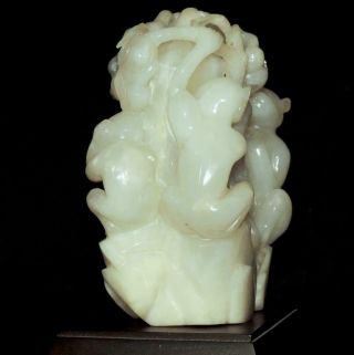 GIA CERTIFIED RARE CHINESE ANTIQUE WHITE HETIAN MUTTON FAT NEPHRITE JADE STATUE 11