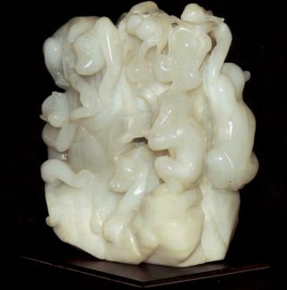 GIA CERTIFIED RARE CHINESE ANTIQUE WHITE HETIAN MUTTON FAT NEPHRITE JADE STATUE 5