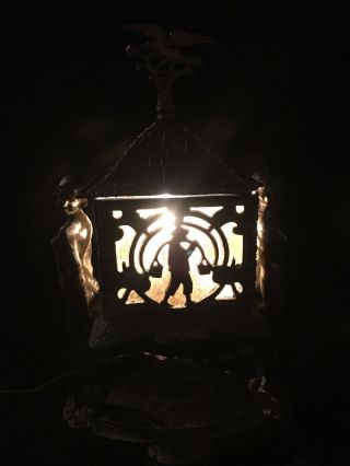Antique Spelter & Amber Bronze (Nude Ladies) Lamp 11