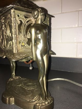 Antique Spelter & Amber Bronze (nude Ladies) Lamp