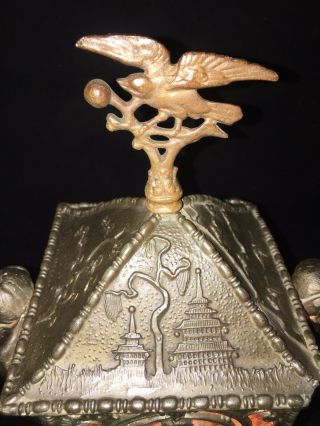 Antique Spelter & Amber Bronze (Nude Ladies) Lamp 6
