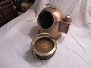 Antique Vintage Magnetic Nautical Gimbal Compass Ship Binnacle Copper/ Brass 8