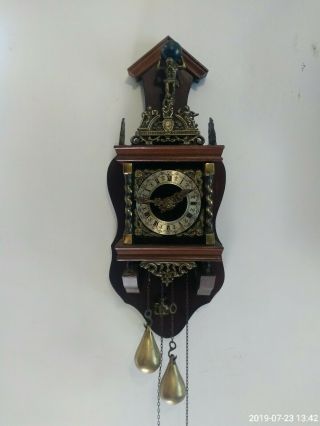 Antique Dutch Atlas Wall Clock With Weights