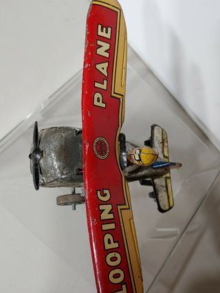 VINTAGE 1940 ' s MARX LOOPING PLANE TIN WIND UP AIRPLANE 10