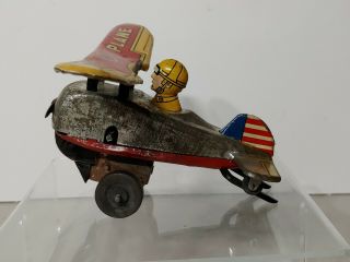 VINTAGE 1940 ' s MARX LOOPING PLANE TIN WIND UP AIRPLANE 3