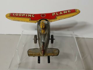 VINTAGE 1940 ' s MARX LOOPING PLANE TIN WIND UP AIRPLANE 4