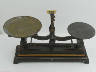 Henry Troemner 1 Lb No.  4w75 Balance Scale Cast Iron Brass Celluloid Apothecary