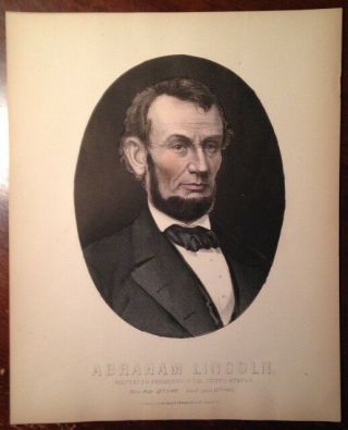Civil War Rare Large 1865 Abraham Lincoln Engraving,  9 1/2 " X 11 3/4 "