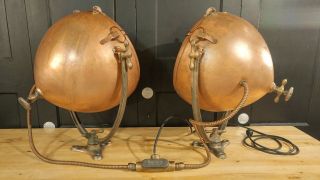 Two Large Vintage 1930 Copper Nautical Ship Navigation Lights GE Novalux 6