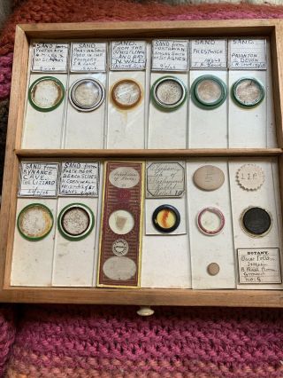 Tray 10 & 11 Antique Microscope Slides Soundings Sand Various Unusual Old Rare