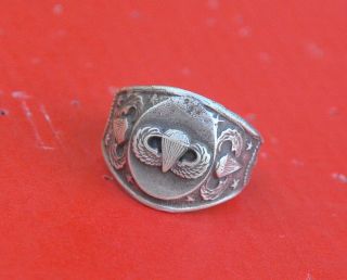 Vintage Sterling Silver Us Army Paratrooper Ring Size 11.  25 901