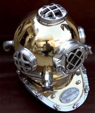 18 " Vintage U.  S Navy Mark V Diving Divers Helmet Solid Steel & Aluminum