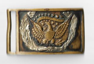 Civil War Officers Belt Plate Silver Wreath Eagle Serialized Great Patina