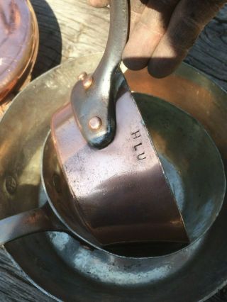 set 5 saute pan copper vintage antique tin lined made france lejeune dehillerin 7