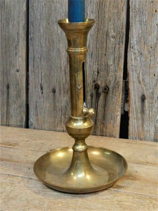 Antique Primitive Brass Desk Set Push - Up Candlestick Inkwell Blotter Feather Pen 4