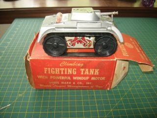 Vintage Marx Wind - Up Toy Climbing Fighting Tank W/ Box Nr