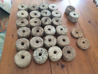 28 Assortment Of Vintage Cork Fishing Net Floats