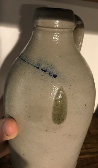 Boston A B Wheeler & Co Small Quart Stoneware Bottle Jug Huge Salt Drip 10