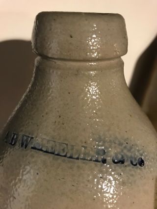 Boston A B Wheeler & Co Small Quart Stoneware Bottle Jug Huge Salt Drip 11