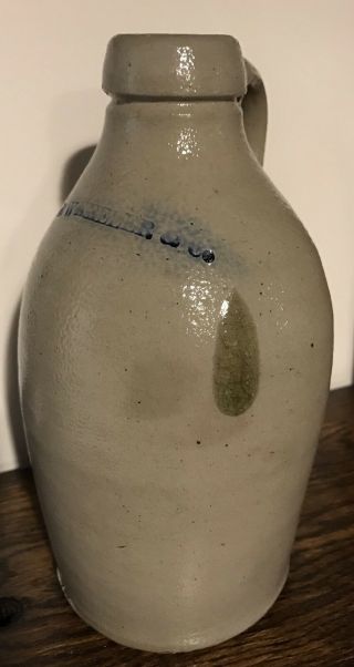 Boston A B Wheeler & Co Small Quart Stoneware Bottle Jug Huge Salt Drip