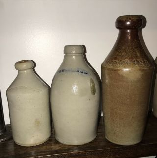 Boston A B Wheeler & Co Small Quart Stoneware Bottle Jug Huge Salt Drip 3