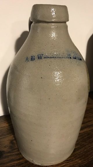 Boston A B Wheeler & Co Small Quart Stoneware Bottle Jug Huge Salt Drip 4