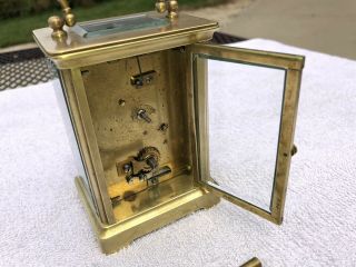 1900’s Antique French Carriage Mantel Shelf Desk Clock Correctly 8