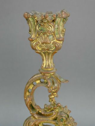 Fine Antique Pair French Gilt Gold Clock Garniture Cupid Candlesticks 2