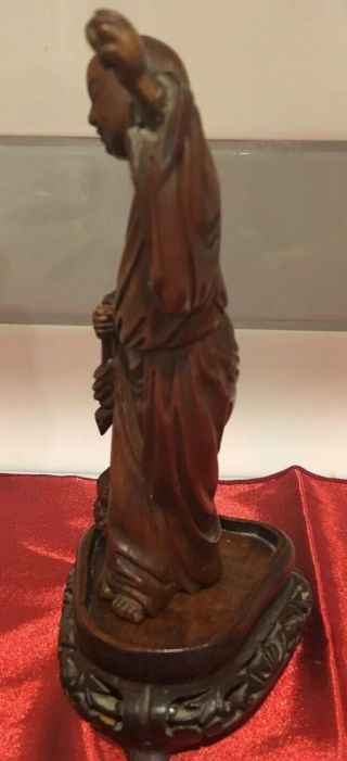 Chinese Hand Carved Small Wooden Statue Boy Stand 2