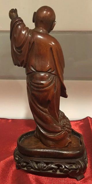 Chinese Hand Carved Small Wooden Statue Boy Stand 4
