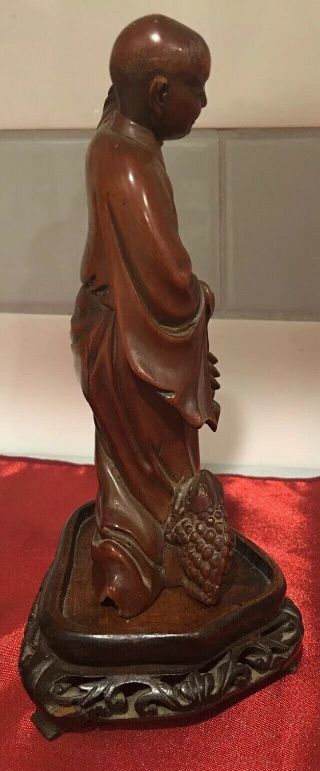 Chinese Hand Carved Small Wooden Statue Boy Stand 6