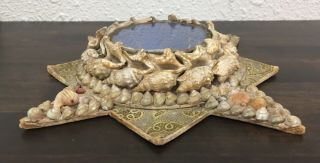 ANTIQUE VICTORIAN SAILOR Valentine FOLK ART SEA SHELL FRAMED Picture STAR SHAPE 7