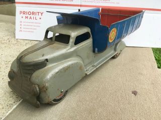 Vintage 1950 ' s MARX / LUMAR Contractors Pressed Steel Dump Truck Toy 6