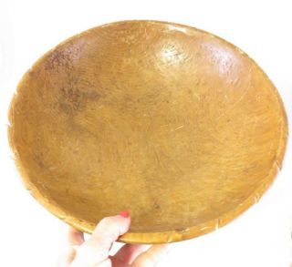 Primitive Old Hand Whittled Curly Maple Wooden Big Bread Bowl