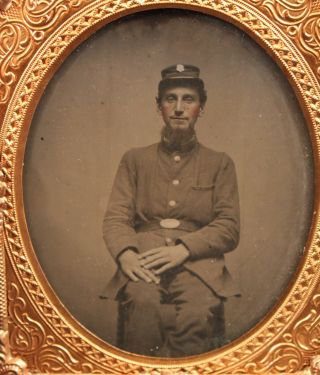 Antique Civil War Ambrotype Photograph,  Union Soldier,  9th Corps Shield Badge