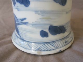 Antique Chinese KANGXI blue & white tall vase landscape scene hand painted.  AF 4