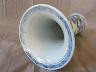 Antique Chinese KANGXI blue & white tall vase landscape scene hand painted.  AF 5