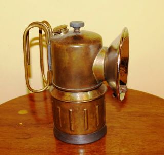 Antique Brass Mining Mine Superintendent Justrite Carbide Lamp