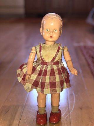 Vintage Rare Wind - Up Doll Celluloid & Tin Metal Walking Doll Outfit