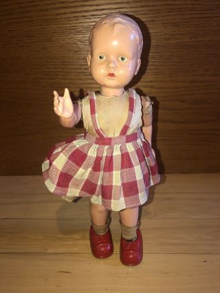 Vintage RARE Wind - Up Doll Celluloid & Tin Metal Walking Doll outfit 2