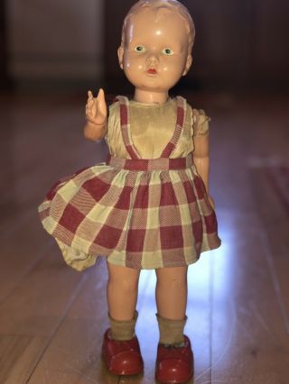 Vintage RARE Wind - Up Doll Celluloid & Tin Metal Walking Doll outfit 3